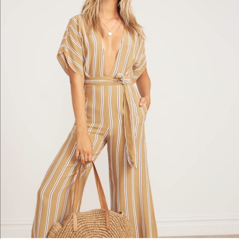 Faithfull The Brand Cedric Wide Leg Cropped Jumpsuit In Clarke Stripe Size 6